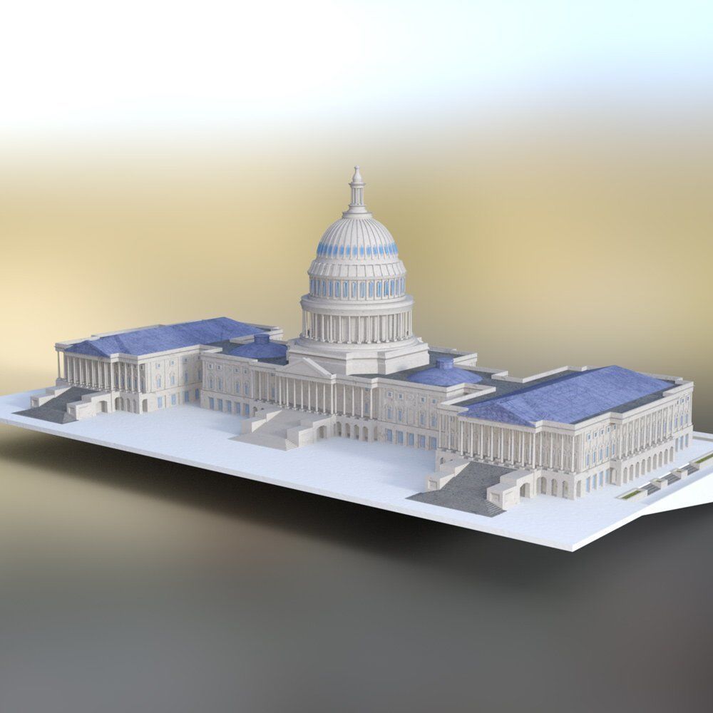 US Capitol in 3ds obj and fbx formats 3D model_1