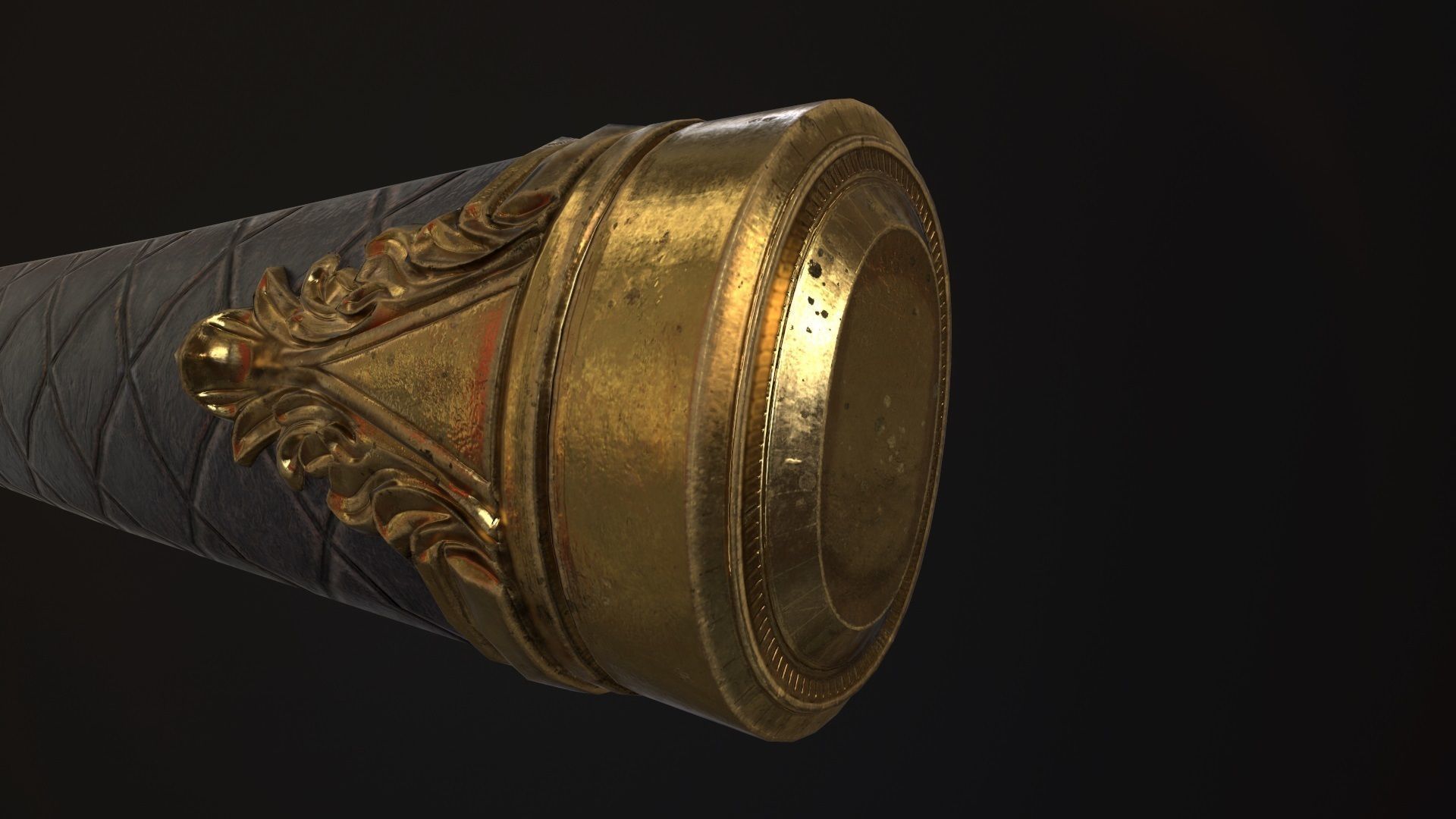 Golden Katana Sword PBR Game-Ready Low-poly 3D model_15