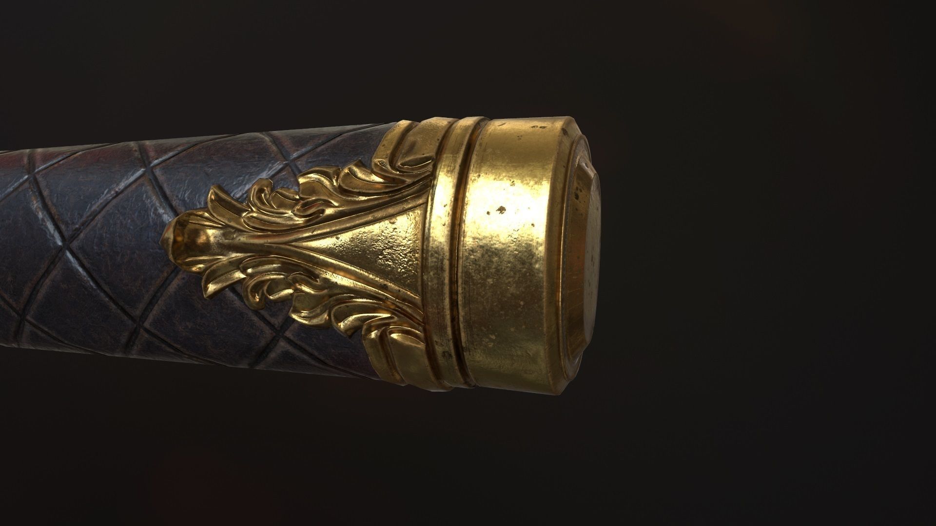 Golden Katana Sword PBR Game-Ready Low-poly 3D model_17