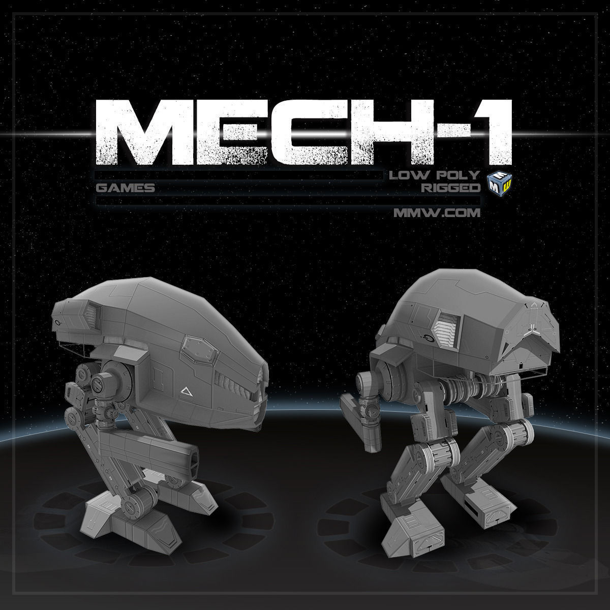 Mech 1 Low Poly 3DS MAX 2011 Low-poly 3D model_11