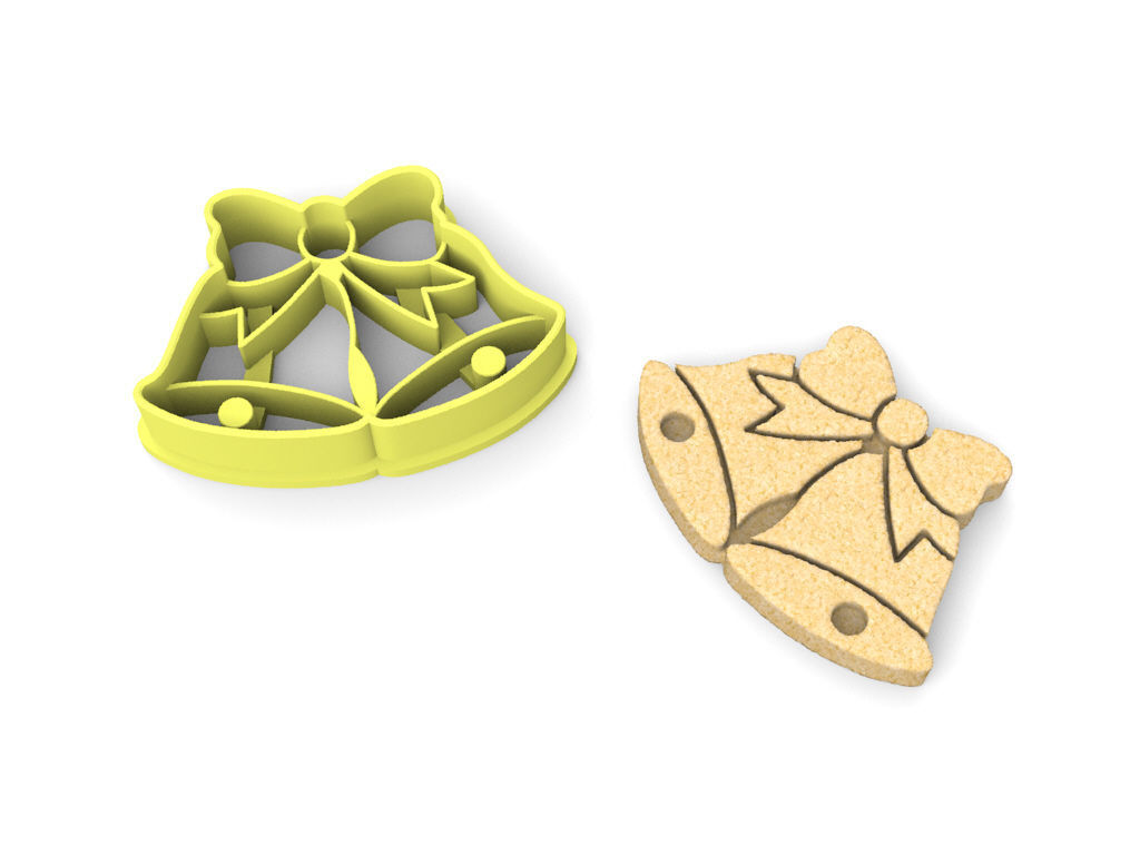 Christmas Xmas Bells cookie cutter 3D print model_2