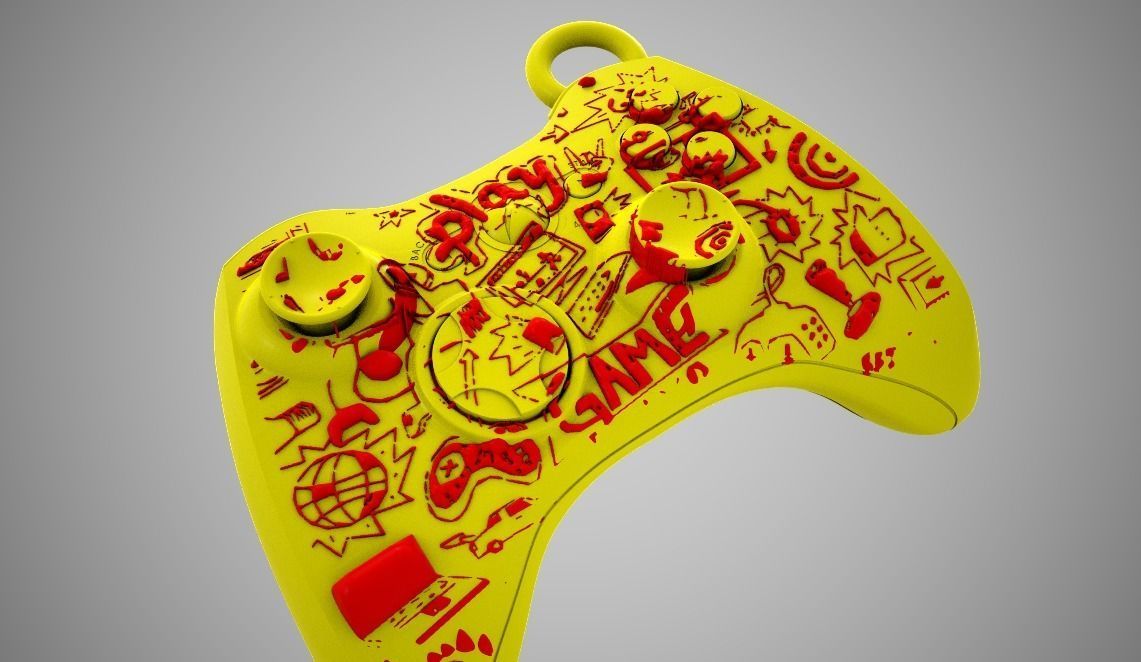 Joystick  Keychain 3D print model_6