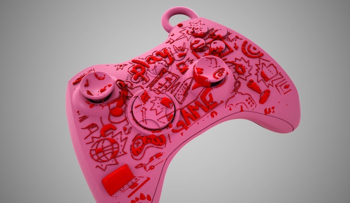 Joystick  Keychain 3D print model_10