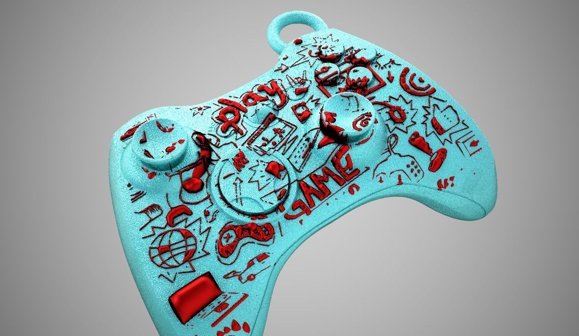 Joystick  Keychain 3D print model_8