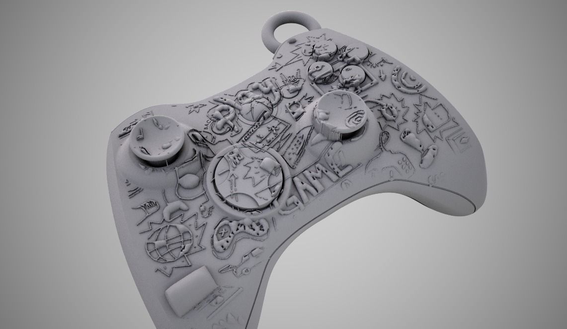 Joystick  Keychain 3D print model_9