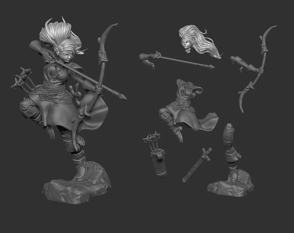 Female Archer Character 3D print model_0