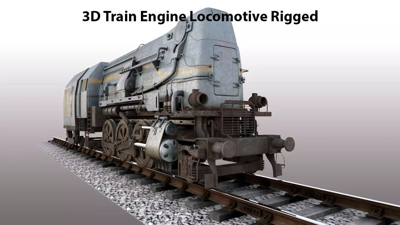 3D Train Engine Locomotive Rigged for Animation Low-poly 3D model