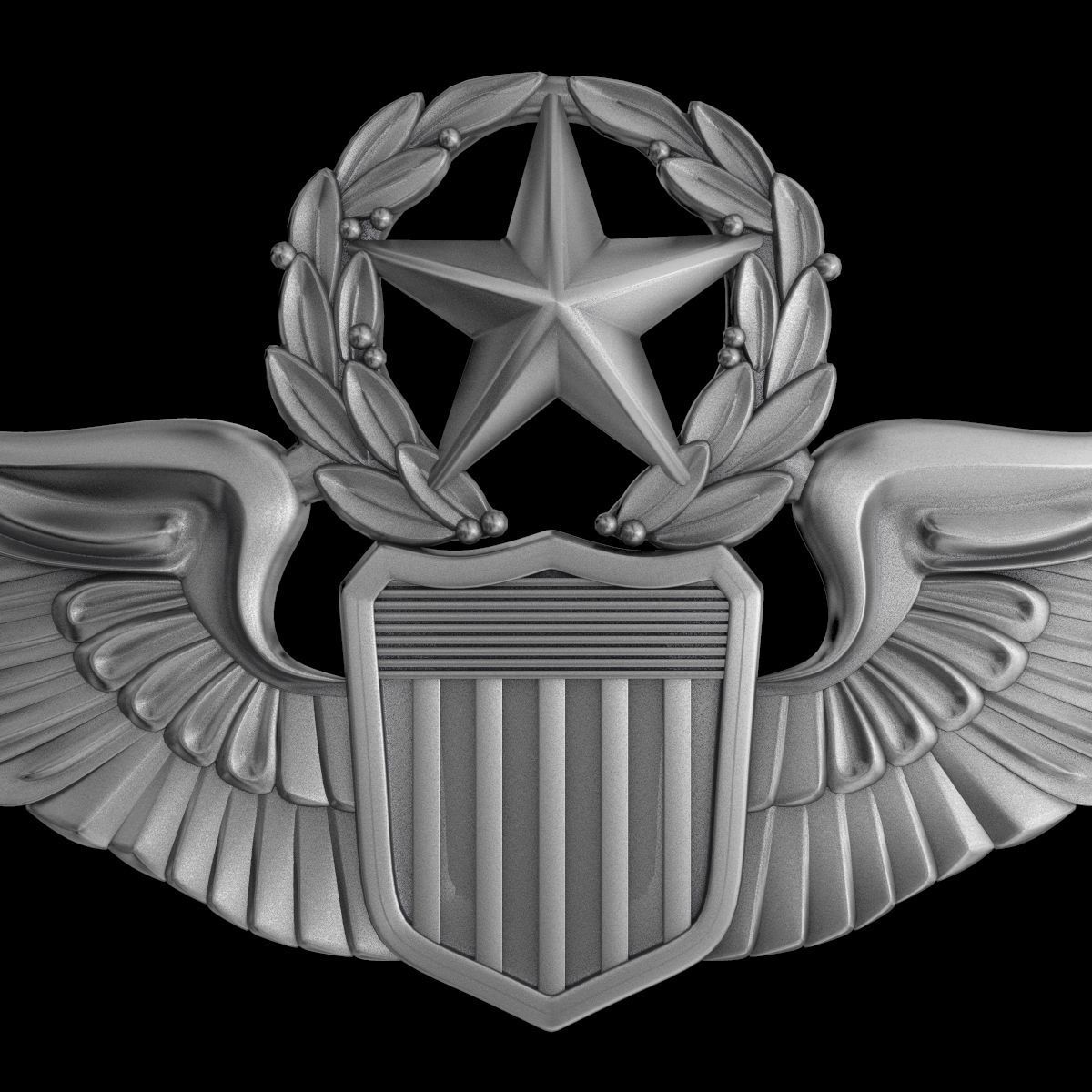 USAAF Command Pilot Wings Badge 3D model_2