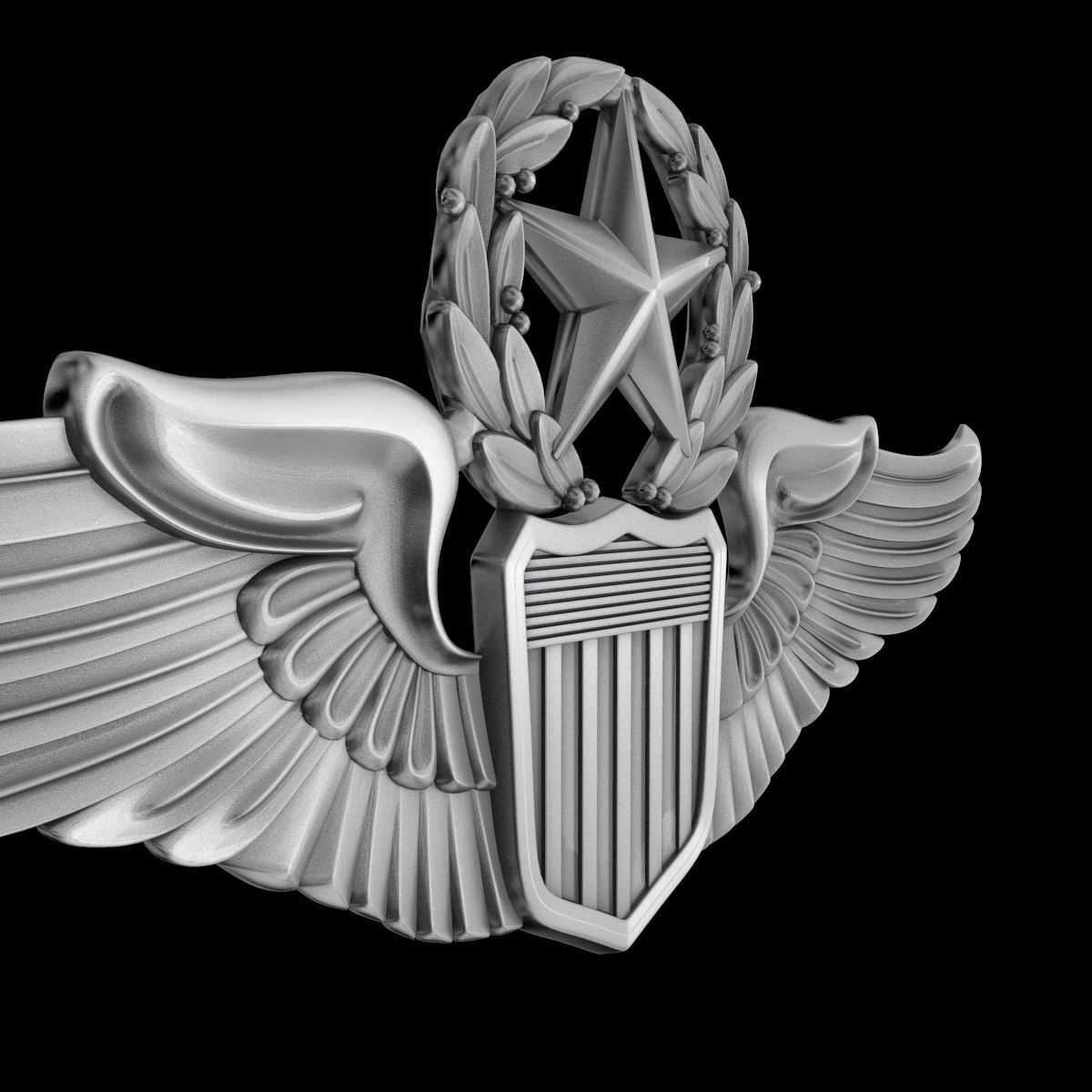 USAAF Command Pilot Wings Badge 3D model_4