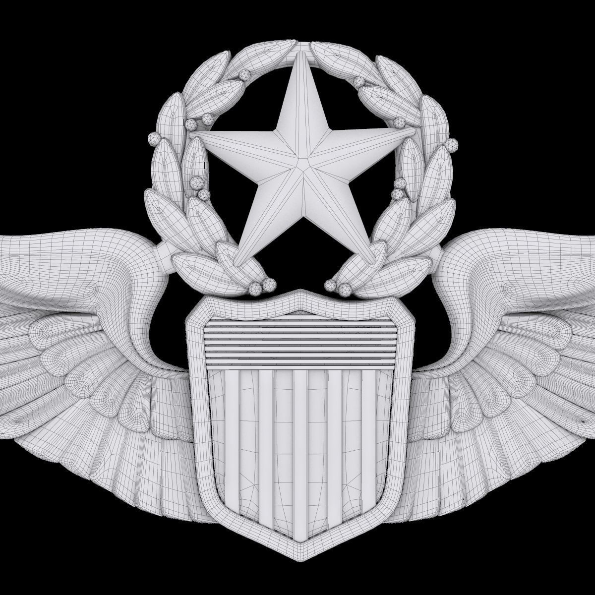 USAAF Command Pilot Wings Badge 3D model_3