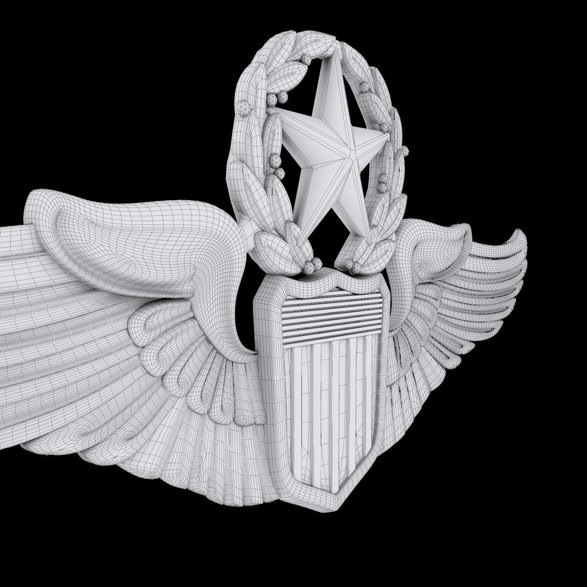 USAAF Command Pilot Wings Badge 3D model_5