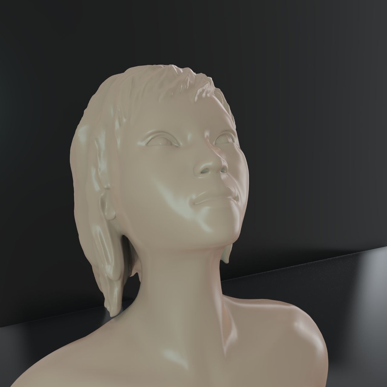The naked girl is sitting 3D print model_6