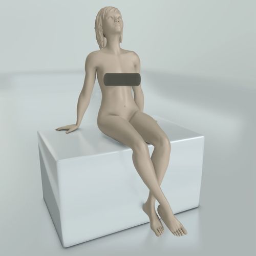 The naked girl is sitting 3D print model