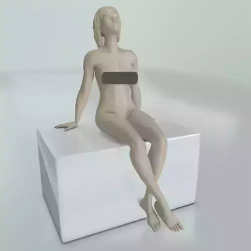 The naked girl is sitting 3D print model