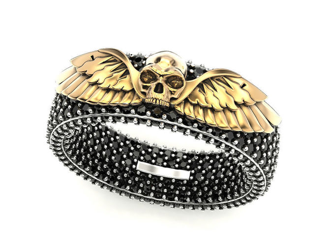 Skull wings ring 3 3D print model