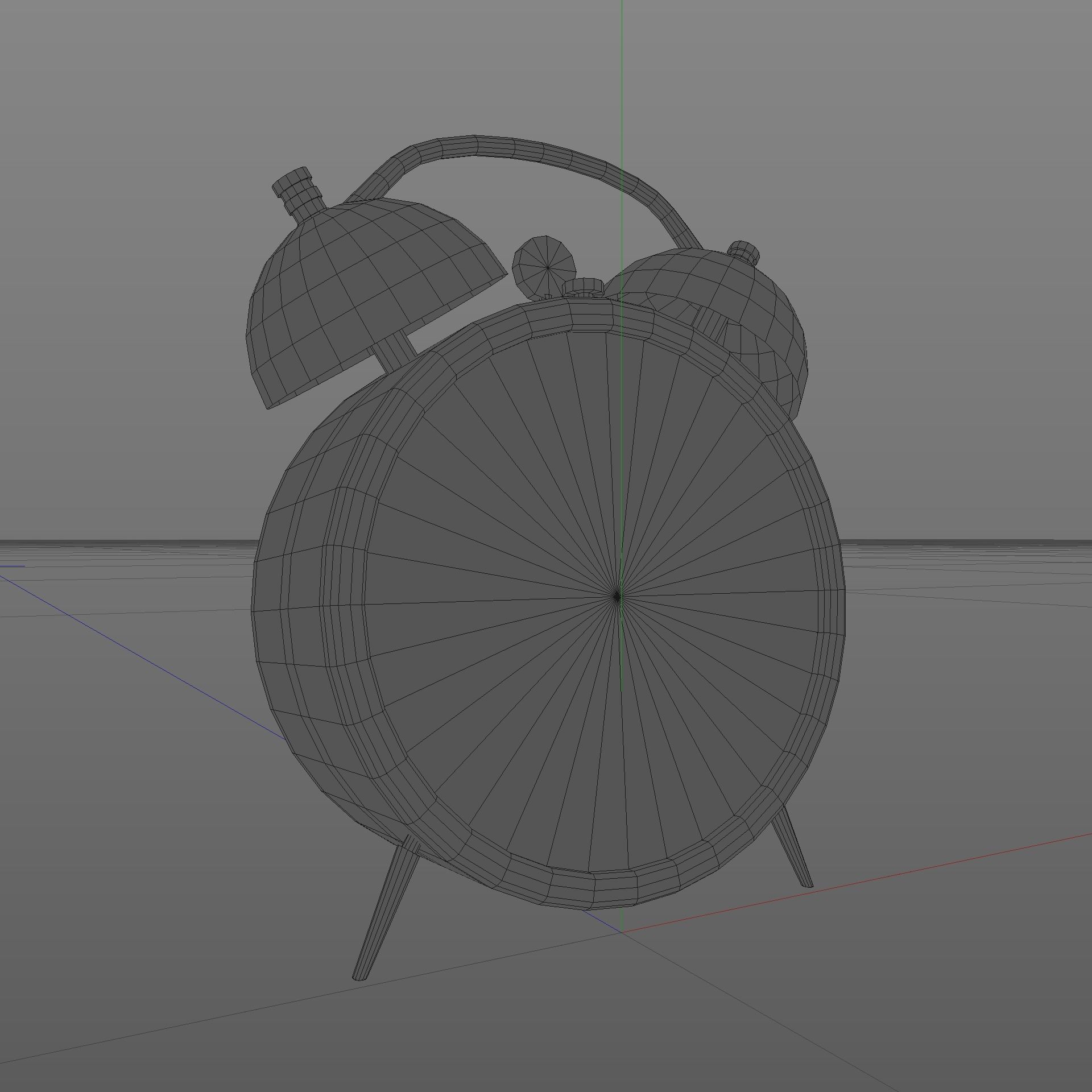 Vintage Alarm Clock Low-poly 3D model_4