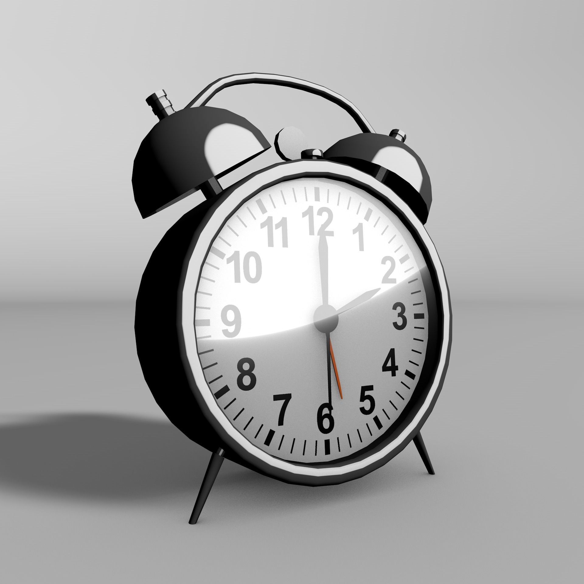 Vintage Alarm Clock Low-poly 3D model_1