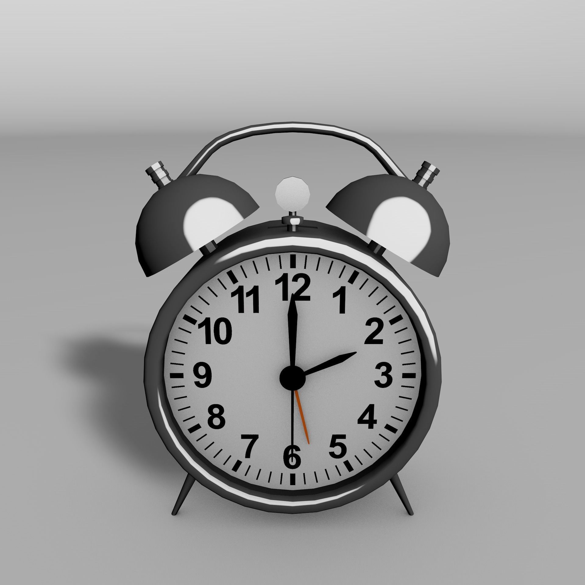 Vintage Alarm Clock Low-poly 3D model_2