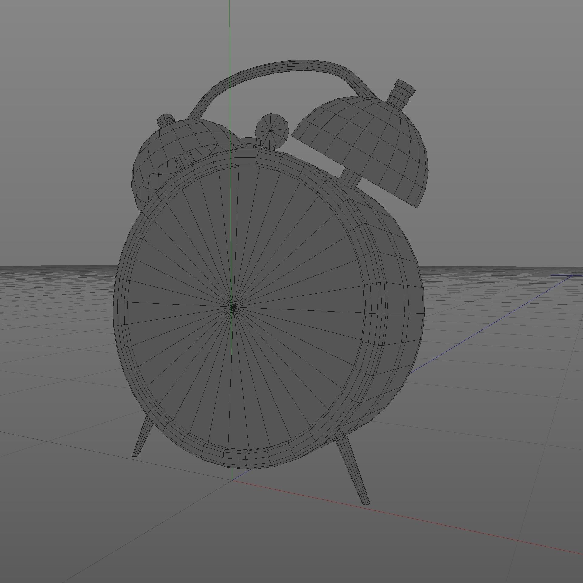 Vintage Alarm Clock Low-poly 3D model_3