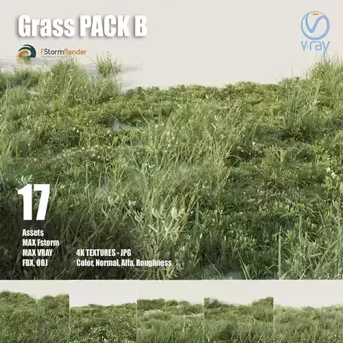 Grass pack B Low-poly 3D model