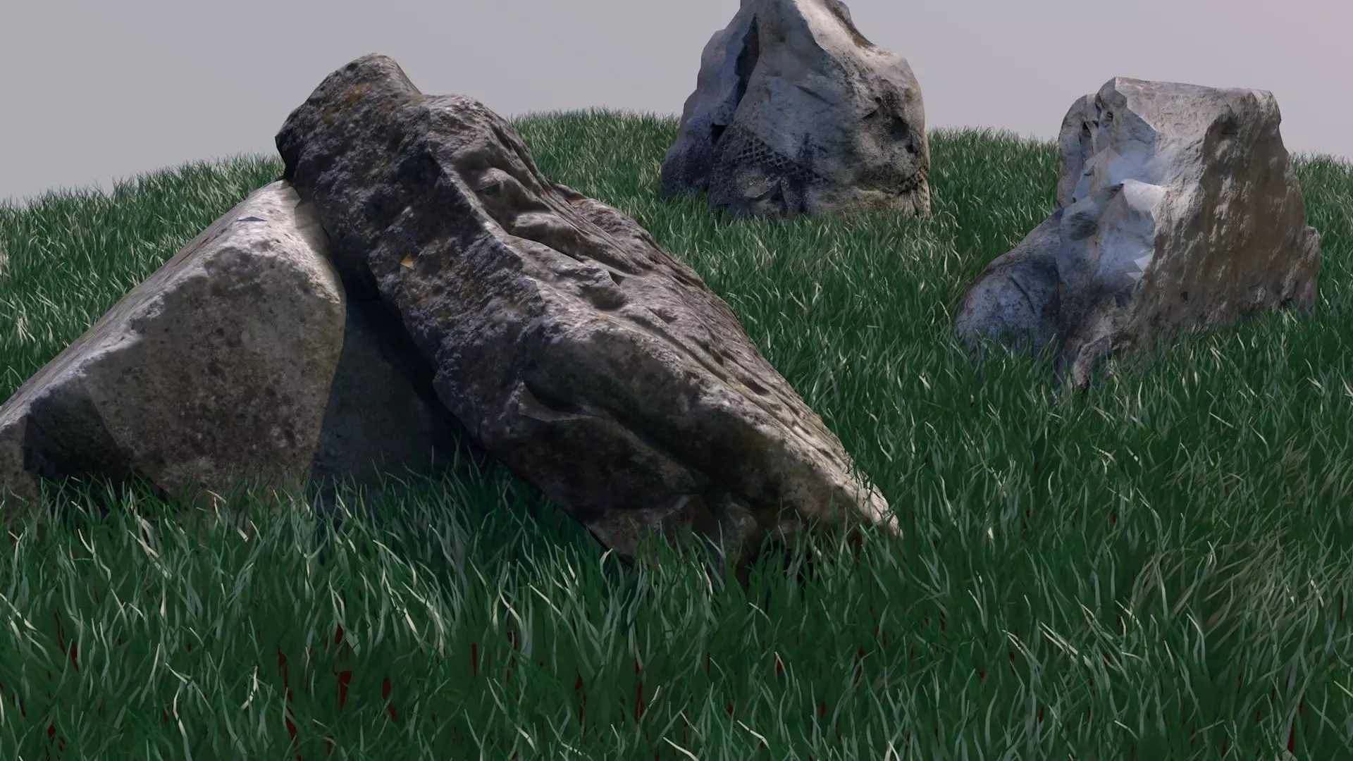 17 Roman Artefact Stones and Rocks Collection Low-poly 3D model