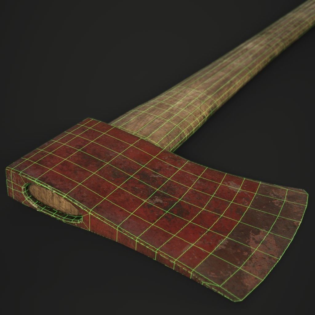 Fire Axe Low-poly 3D model_8