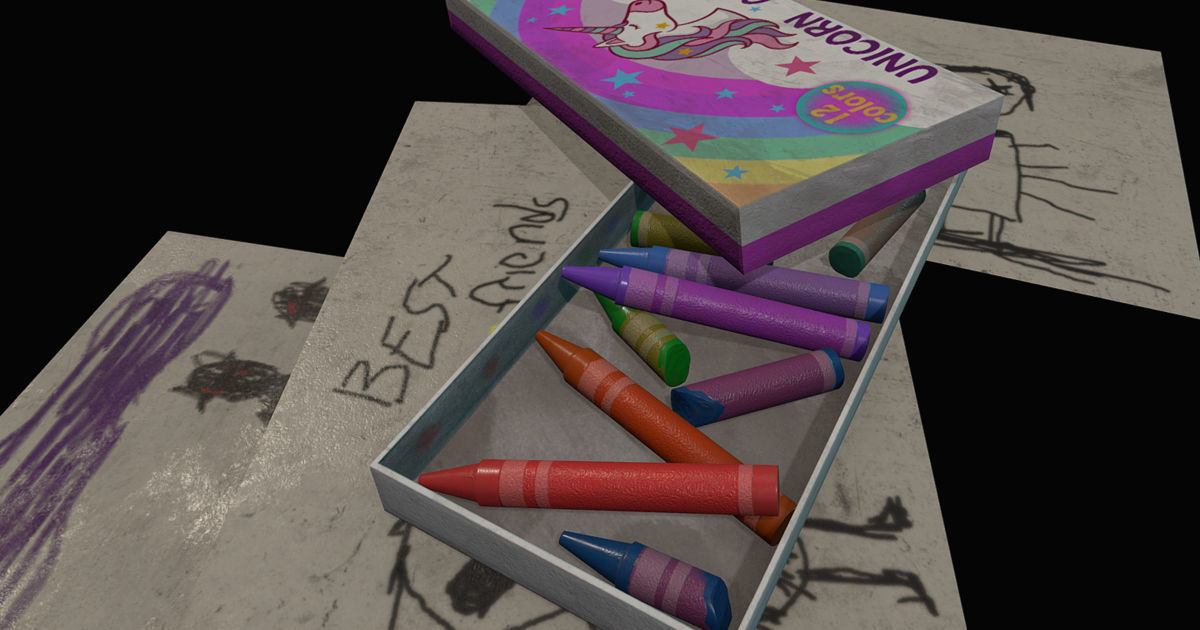 Unicorn Oil Pastels Low-poly 3D model_7