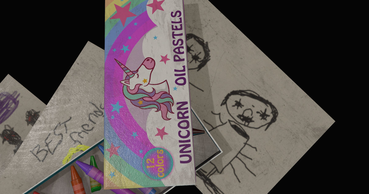 Unicorn Oil Pastels Low-poly 3D model_8