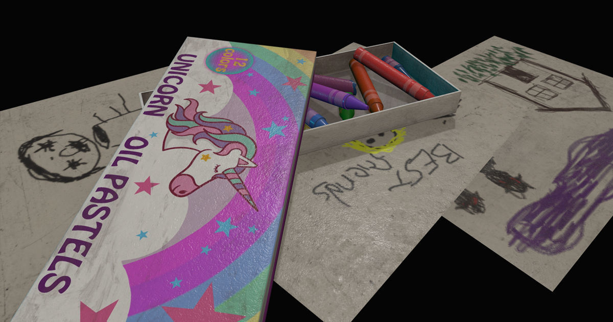 Unicorn Oil Pastels Low-poly 3D model_9