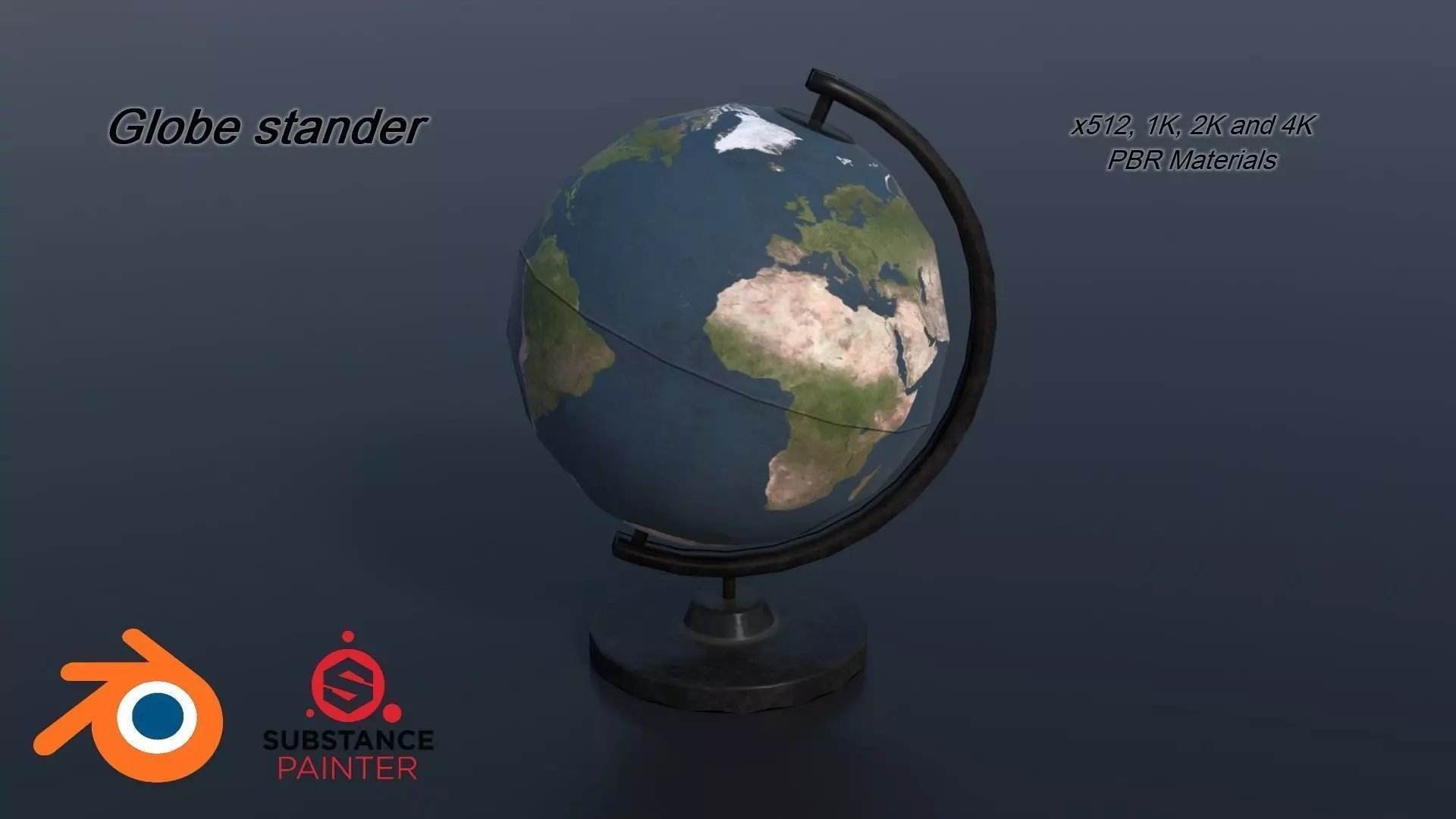 Globe Stander PBR Low-poly 3D model_0