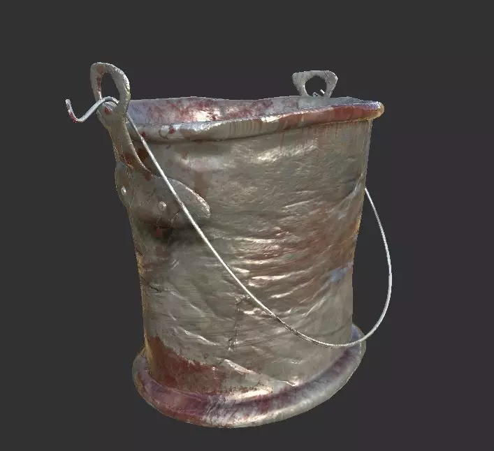 Pail 2k Low-poly 3D model_0