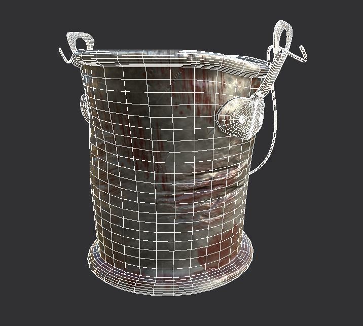 Pail 2k Low-poly 3D model_5
