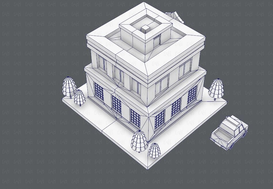 Police Building Low-poly 3D model_41