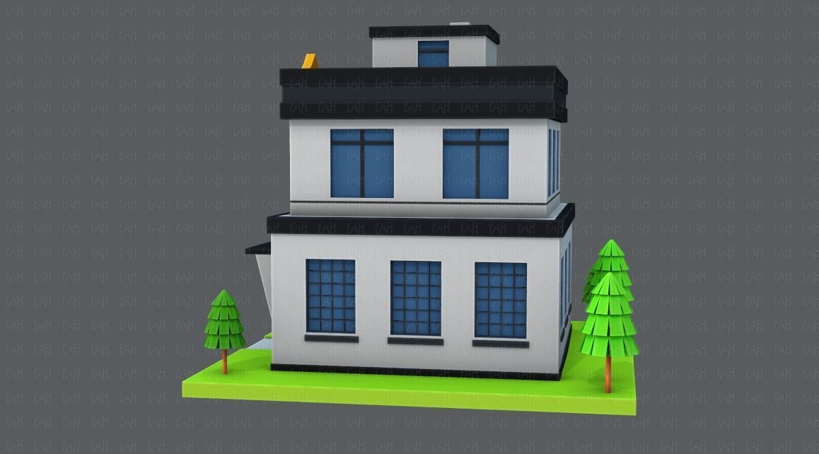Police Building Low-poly 3D model_6