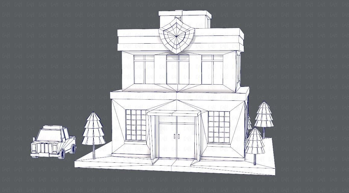 Police Building Low-poly 3D model_16