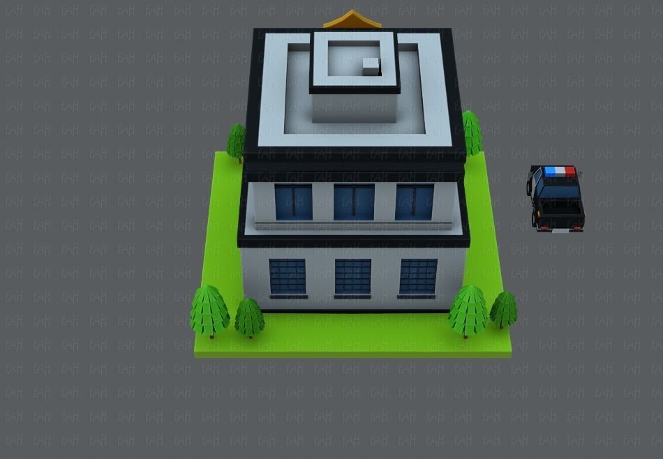 Police Building Low-poly 3D model_34