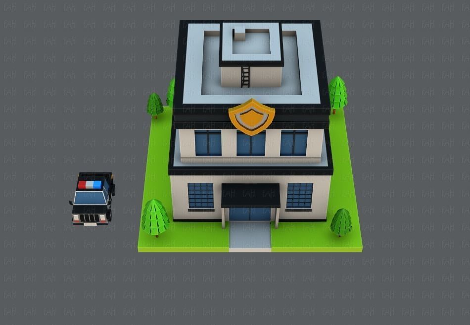 Police Building Low-poly 3D model_30