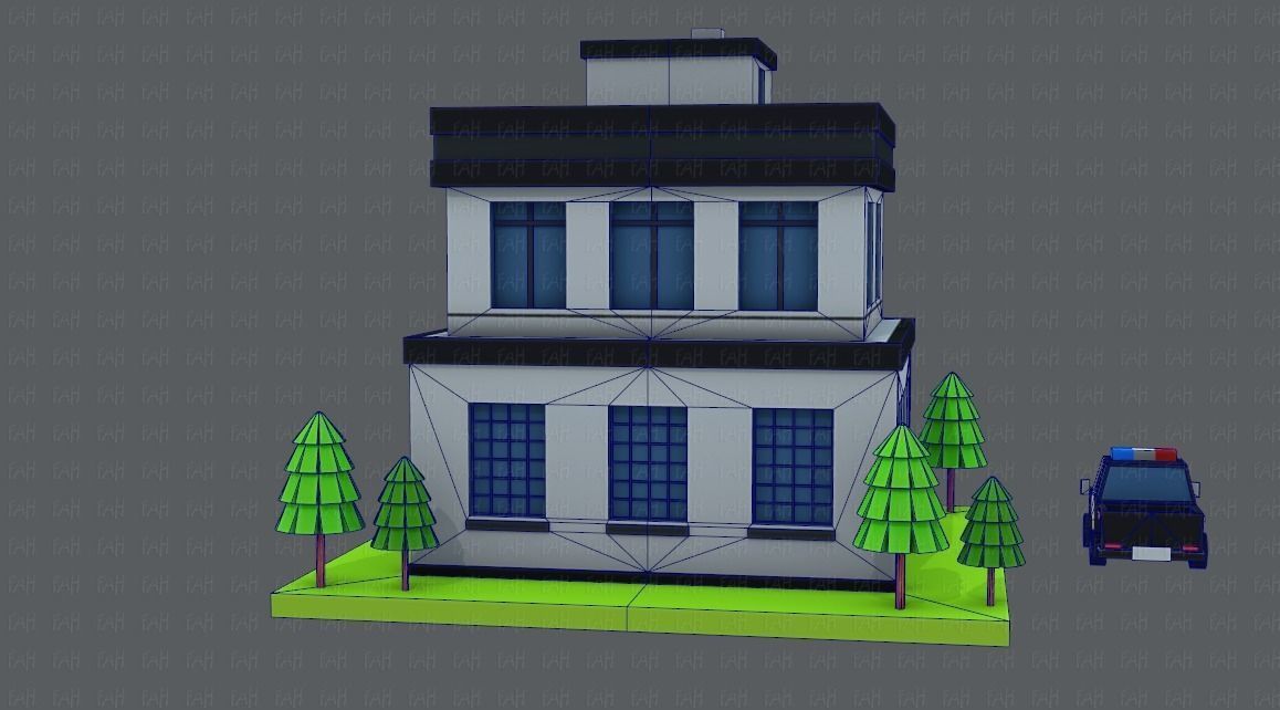 Police Building Low-poly 3D model_20