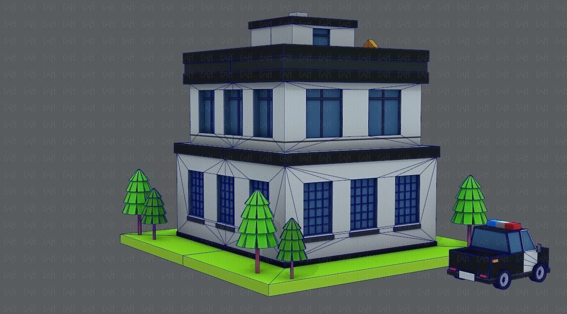 Police Building Low-poly 3D model_19