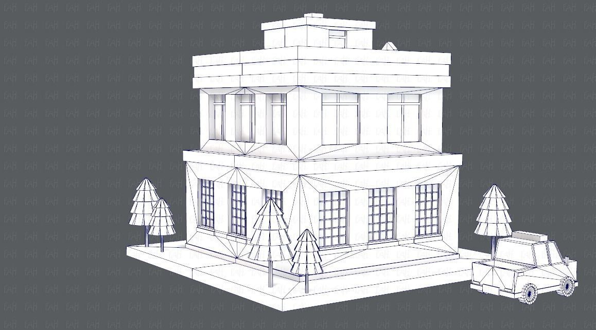 Police Building Low-poly 3D model_11