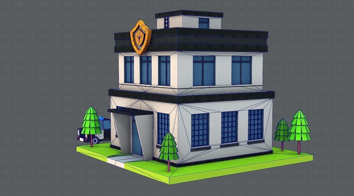 Police Building Low-poly 3D model_22