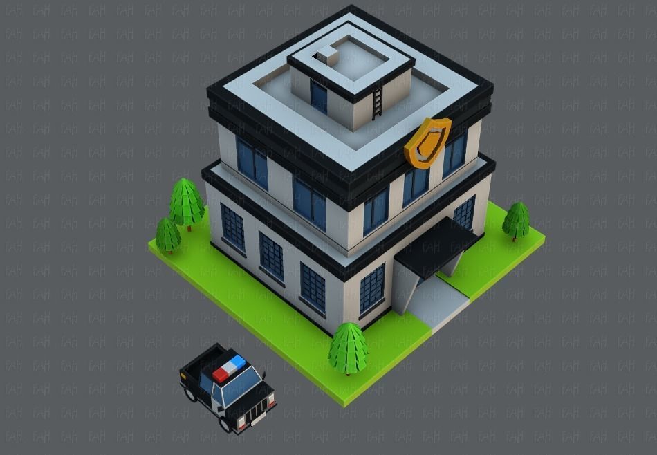 Police Building Low-poly 3D model_31