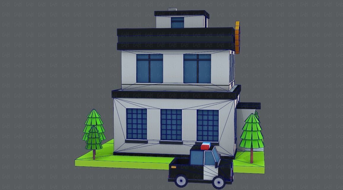 Police Building Low-poly 3D model_18