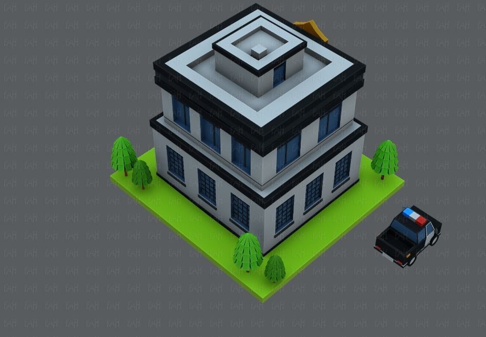 Police Building Low-poly 3D model_33