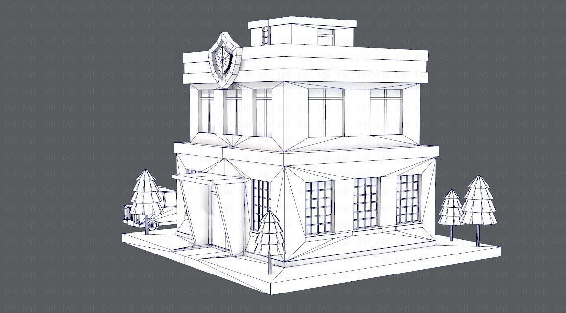 Police Building Low-poly 3D model_15