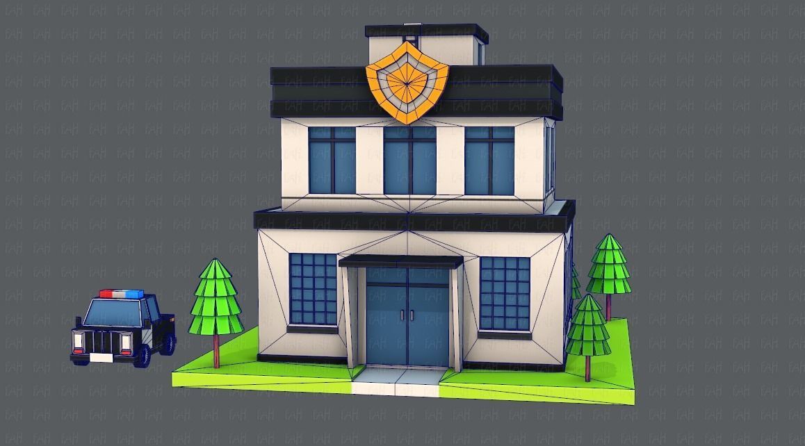 Police Building Low-poly 3D model_24
