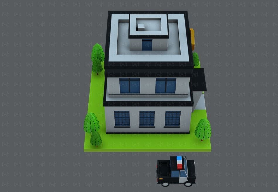 Police Building Low-poly 3D model_32
