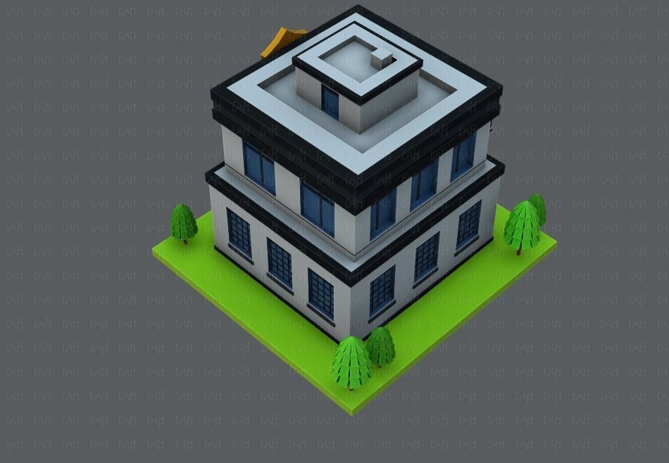 Police Building Low-poly 3D model_35