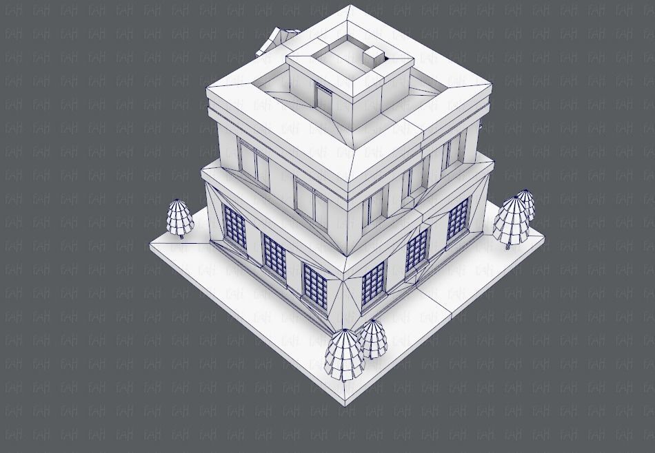 Police Building Low-poly 3D model_43
