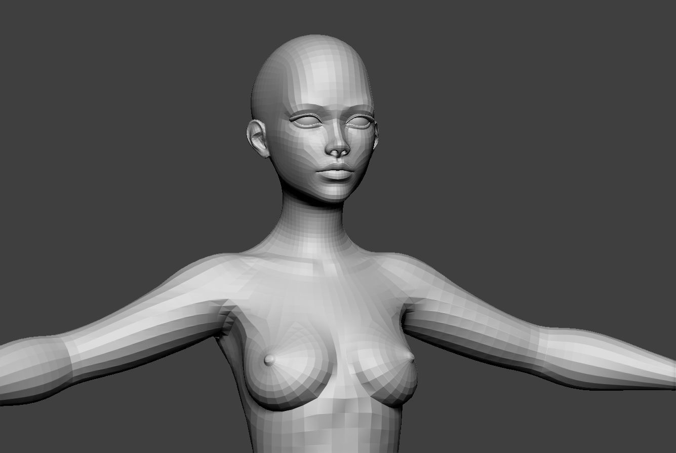 Female Body Basemesh 7 Low Poly Low-poly 3D model_5